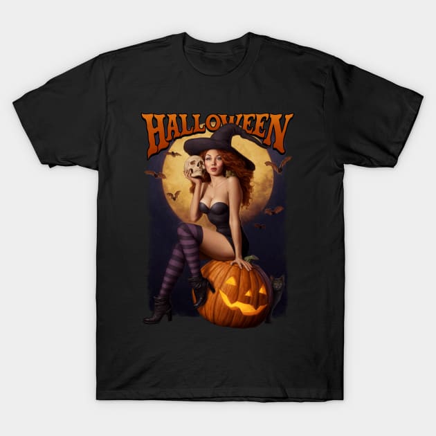 Pin-up Witch T-Shirt by Moutchy